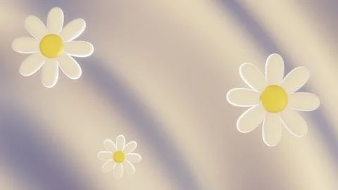 Summer 3D horizontal render wallpaper falling flowers daisies wavy striped Illustrazione stock