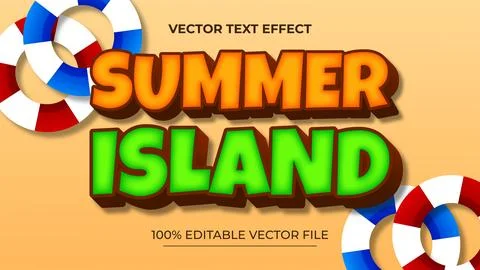 Summer 3d text effect and editable text effect with a beach background Stock Illustration