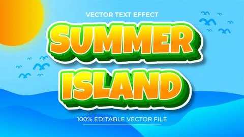 Summer 3d text effect and editable text effect with a beach background Stock Illustration