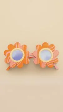 Summer 3D vertical backgrounds flower daisy hippie sunglasses eyewear sale Stock Illustration