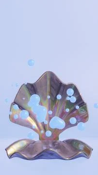 Summer 3D vertical backgrounds shell pearl bubbles oyster sale discount mockup Illustrazione stock