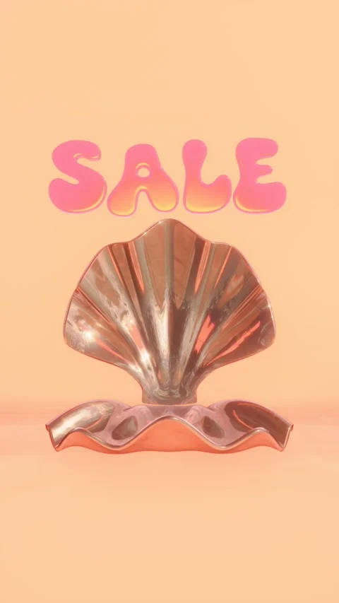 Summer 3D vertical loop animation shell pearl oyster sale discount infographic Stock Footage 312473684