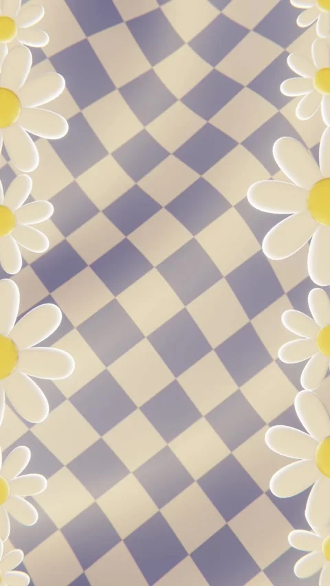 Summer 3D vertical loop animation flower daisy checkers textured pattern layer Stock Footage 312869311