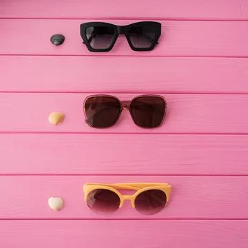 Summer abstract background mockup template sunglasses fashionable with seas.. Stock Photos