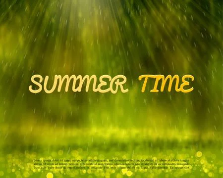 Summer abstract background with rays and bokeh Stock Illustration