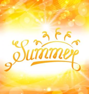 Summer Abstract Background with Text Lettering, Sun and Lens Flare Stock Illustration