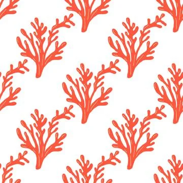 Summer abstract seamless pattern of marine plants. Stock Illustration