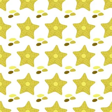 Summer abstract seamless pattern of marine plants. Illustrazione stock