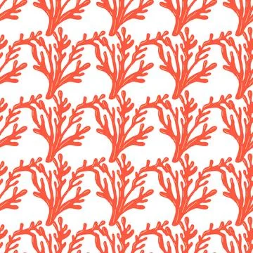 Summer abstract seamless pattern of marine plants. Stock Illustration