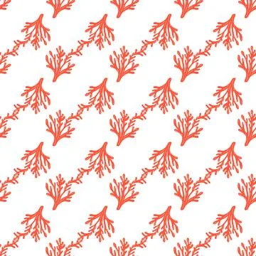 Summer abstract seamless pattern of marine plants. Stock Illustration