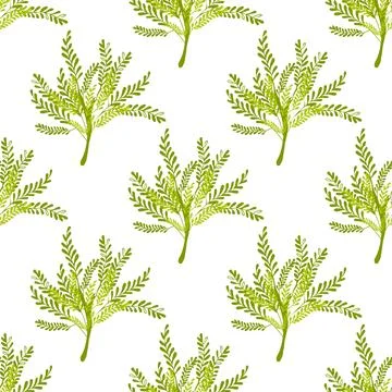 Summer abstract seamless pattern of marine plants. Illustrazione stock