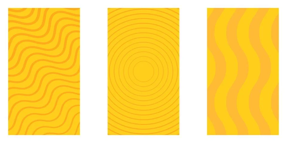 Summer abstract vertical backgrounds set. Yellow and orange geometric patterns 库存插图