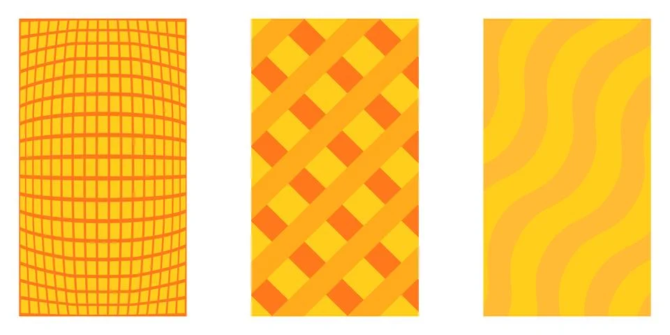 Summer abstract vertical backgrounds set. Yellow and orange geometric patterns 库存插图