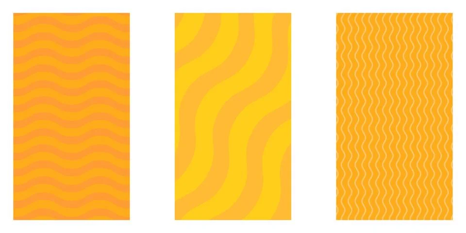 Summer abstract vertical backgrounds set. Yellow and orange geometric patterns Stock Illustration
