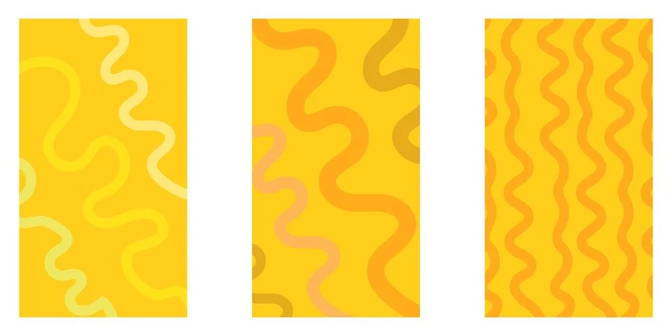 Summer abstract vertical backgrounds set. Yellow and orange geometric patterns 库存插图