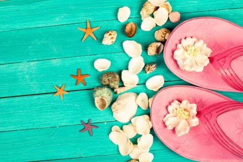 Summer accessories and shells Foto stock