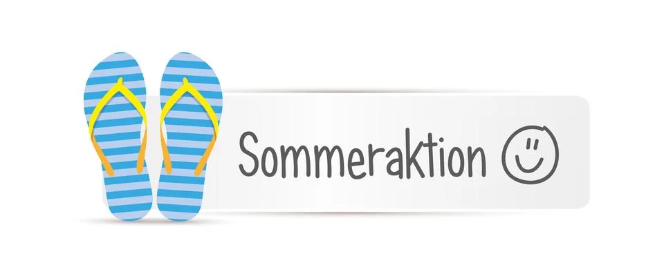 Summer action german typography message with blue striped flip flops Stock Illustration