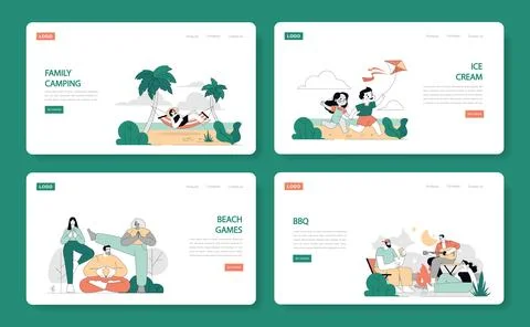 Summer Activities. Flat Vector Illustration Ilustración de archivo