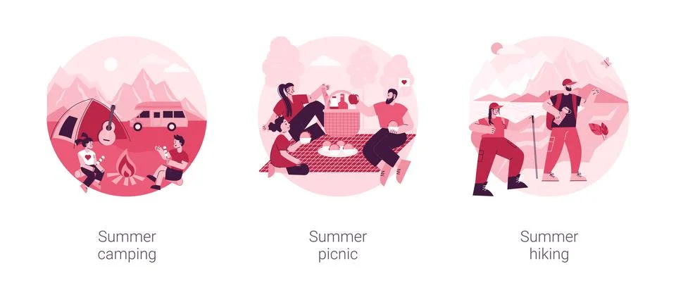 Summer adventure abstract concept vector illustrations. 스톡 일러스트