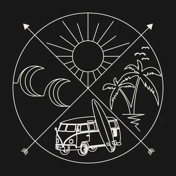 Summer adventures. Surf theme Stock Illustration