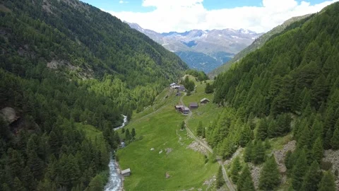 Summer aerial view of an alpine valley in Austria 動画素材 337736796