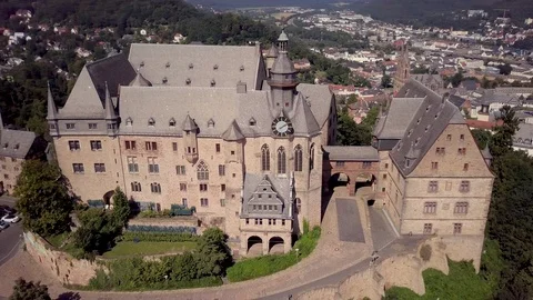 Summer Aerial View Medieval Castle Marburg Germany Stock Footage 102467348