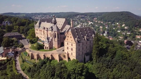 Summer Aerial View Medieval Castle Marburg Germany Stock Footage 102467541