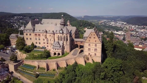 Summer Aerial View Medieval Castle Marburg Germany Stock Footage 102467758