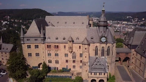 Summer Aerial View Medieval Castle Marburg Germany Stock Footage 102468462