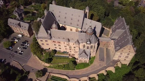 Summer Aerial View Medieval Castle Marburg Germany Stock Footage 102468577