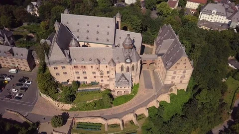 Summer Aerial View Medieval Castle Marburg Germany Stock Footage 102468719