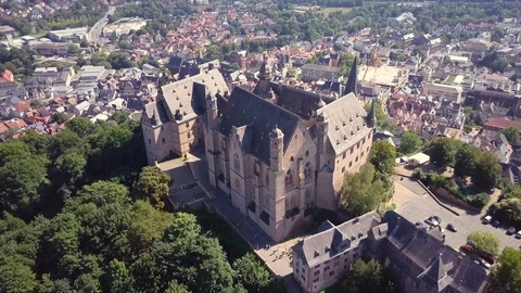 Summer Aerial View Medieval Castle Marburg Germany Stock Footage 102468892