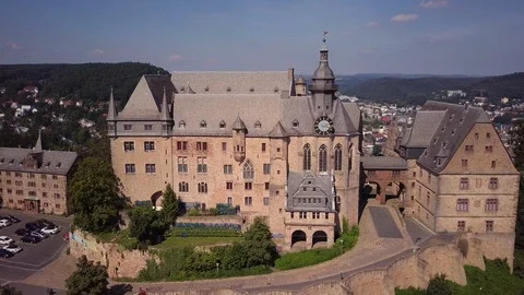 Summer Aerial View Medieval Castle Marburg Germany Stock Footage 102469391