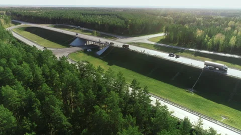 Summer aerial view of a traffic junction, daytime view of a road junction Stock-Footage 139895201