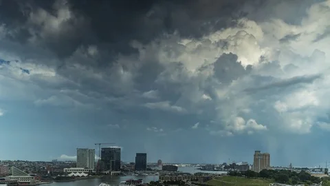 Summer Afternoon Sorm Clouds and Rain Showers Forming Time Lapse Video stock 82221545