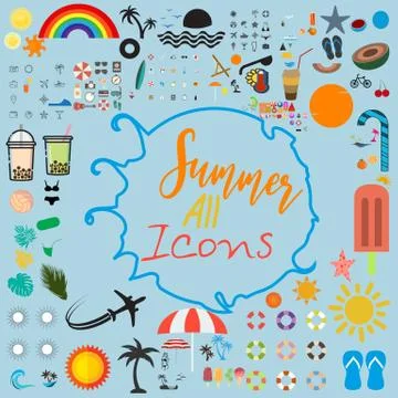 Summer all icons vector	 Stock Illustration