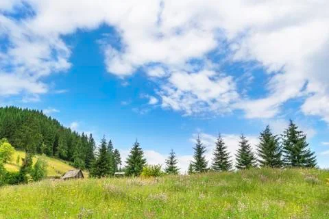 Summer alpine scenery with cloudscape Stock Photos