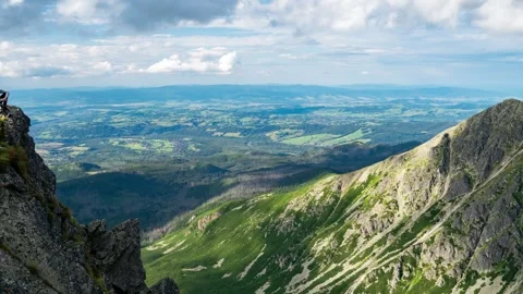 Summer Alpine Splendor: Tatra Ranges Daytime Panorama Timelapse Stock Footage 282128653