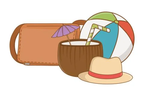 Summer and beach cartoons elements イラスト素材
