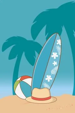 Summer and beach cartoons elements Stock Illustration
