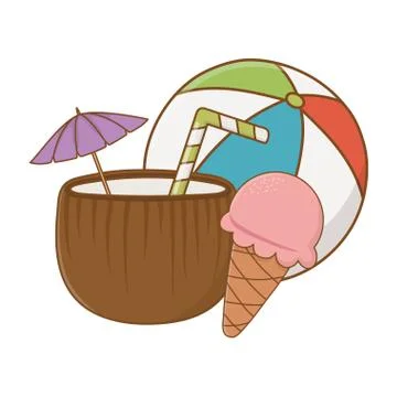 Summer and beach cartoons elements Illustrazione stock