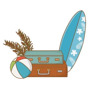 Summer and beach cartoons elements Stock Illustration