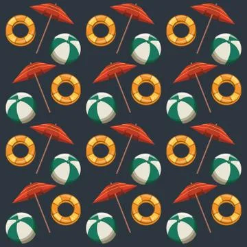Summer and beach pattern background Stock Illustration