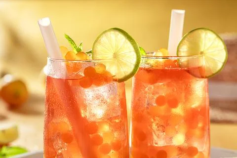 Summer and cold bubble tea as cool drink. Stock Photos