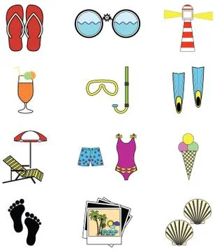 Summer and  holidays attributes Stock Illustration