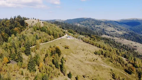 Summer and landscape concept - drone shot of aerial view to green forest Stock Footage 107620568