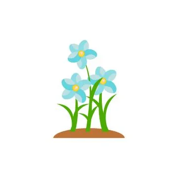 Summer and spring blossom forest and garden blue flowers isolated on white Stock Illustration
