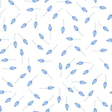 Summer and spring seamless pattern with blue wildflowers Stock Illustration