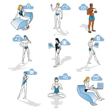 Summer And Technology Set Stock Illustration