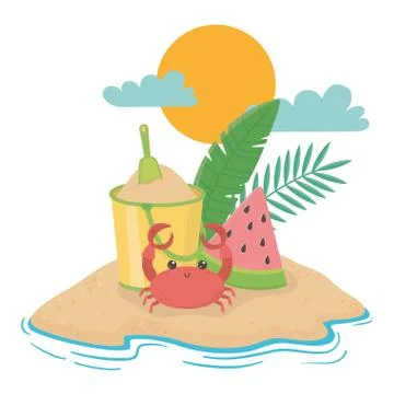 Summer and vacation icon set design 스톡 일러스트